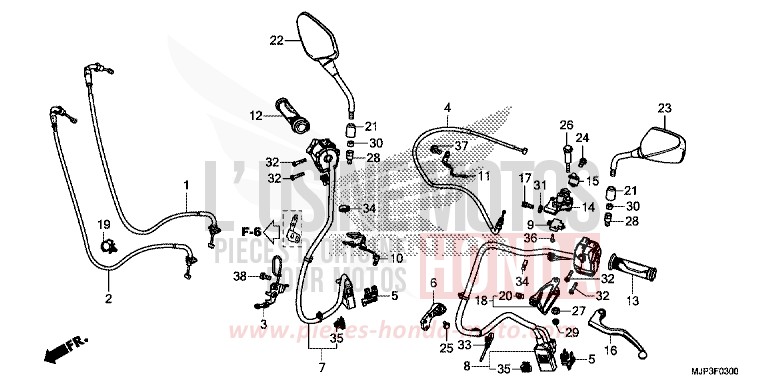 HEBELGRIFF/SCHALTER/KABEL (CRF1000/CRF1000A) von Africa Twin PEARL GLARE WHITE (NHB53H) von 2017